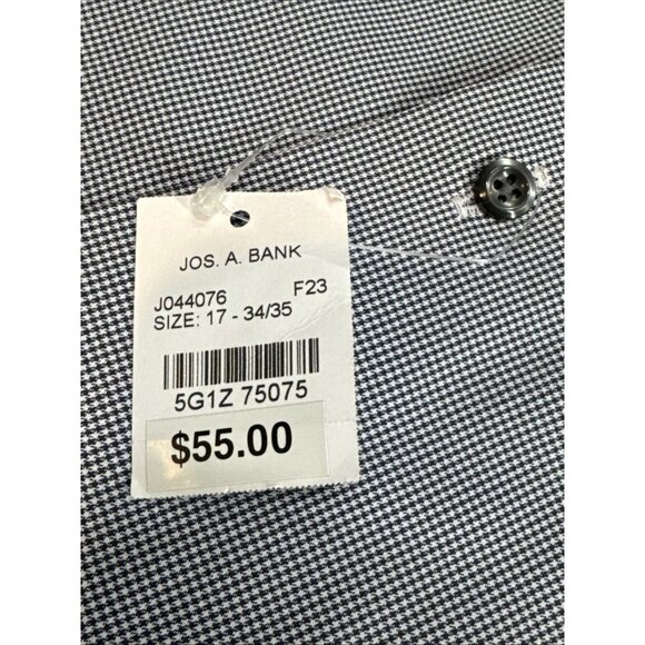 Jos A Bank Dress Shirt Mens 17 34/35 Traveler Collection Blue Check Stretch NEW - Picture 5 of 7